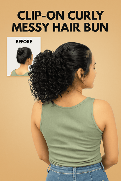 Curly Messy Hair Bun | Clip-In Faux Bun