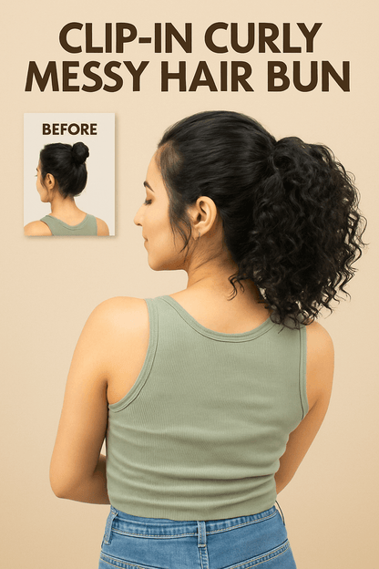 Curly Messy Hair Bun | Clip-In Faux Bun