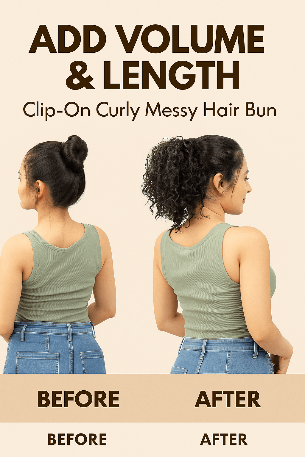 Curly Messy Hair Bun | Clip-In Faux Bun