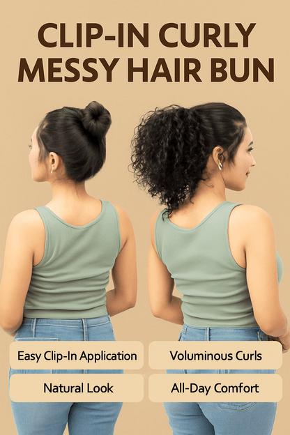 Curly Messy Hair Bun | Clip-In Faux Bun